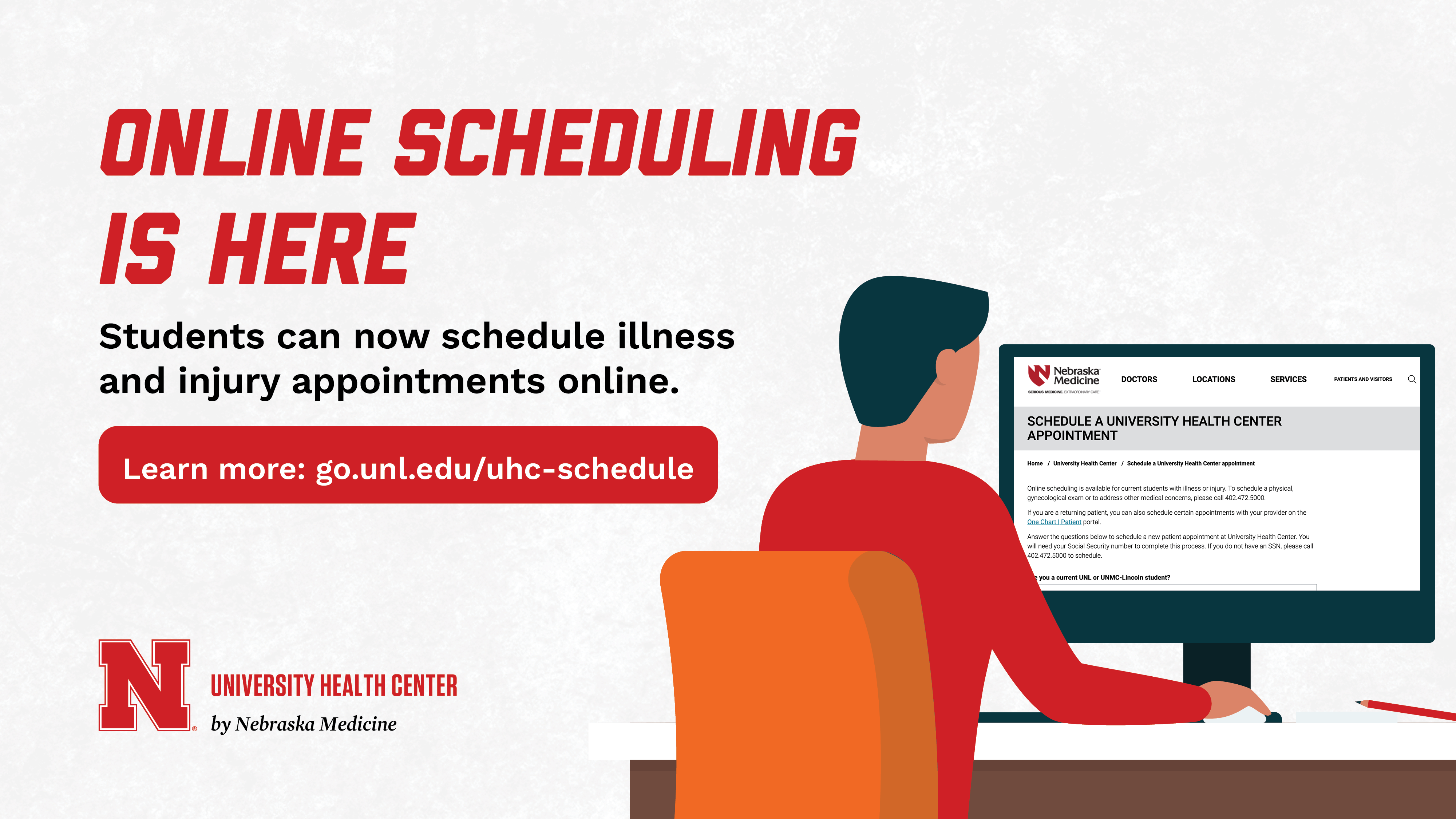 online scheduling now available at health center banner image